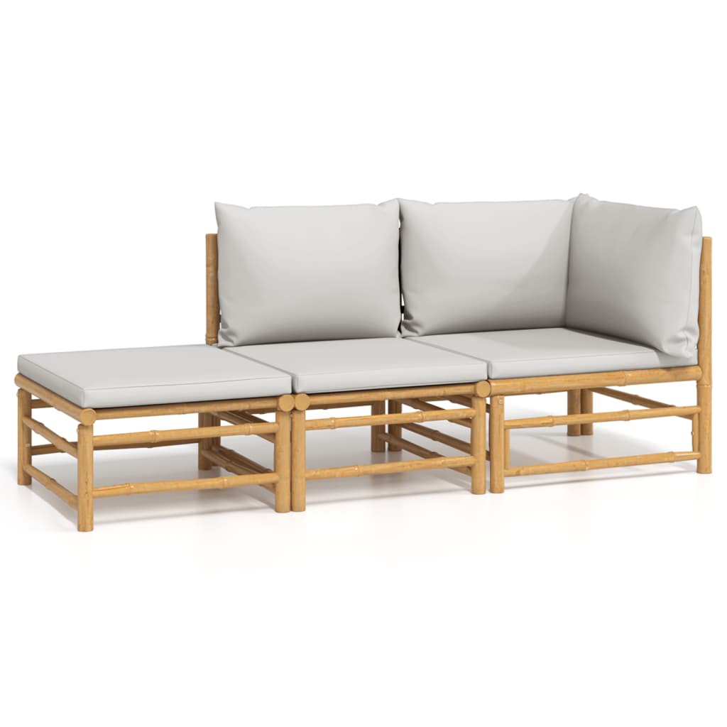 Garden Lounge Set Bamboo and Light Grey
