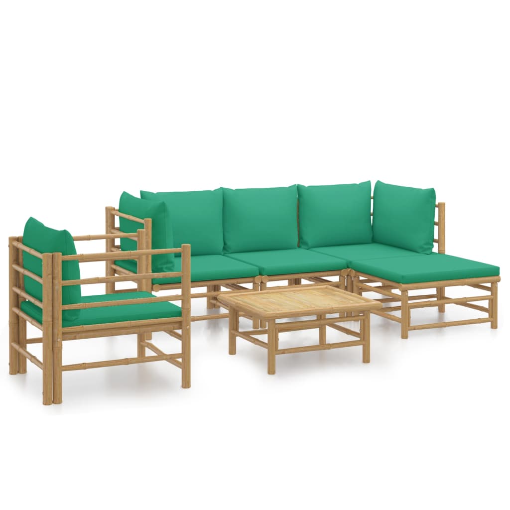 Garden Lounge Set Bamboo, Green Bamboo, Polyester Medium Modular