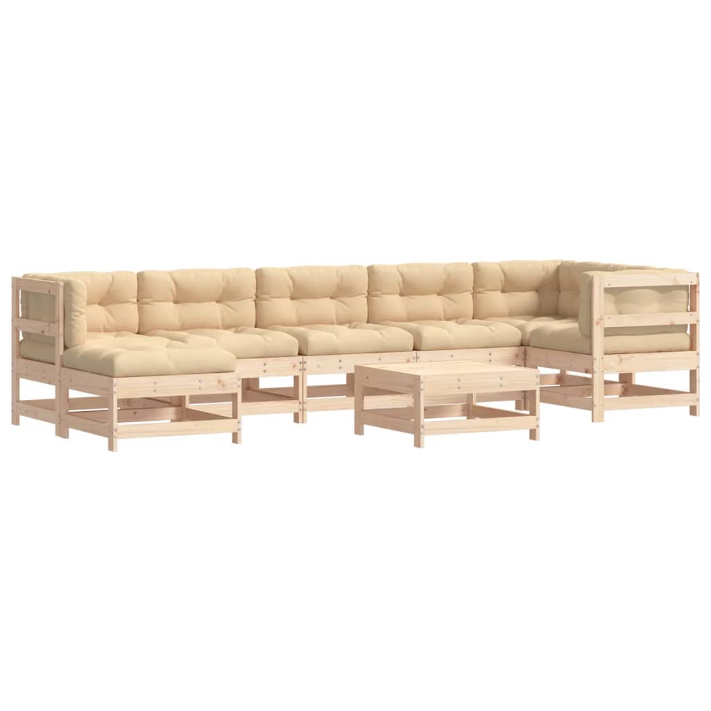 Garden Lounge Set Beige, Natural Wood