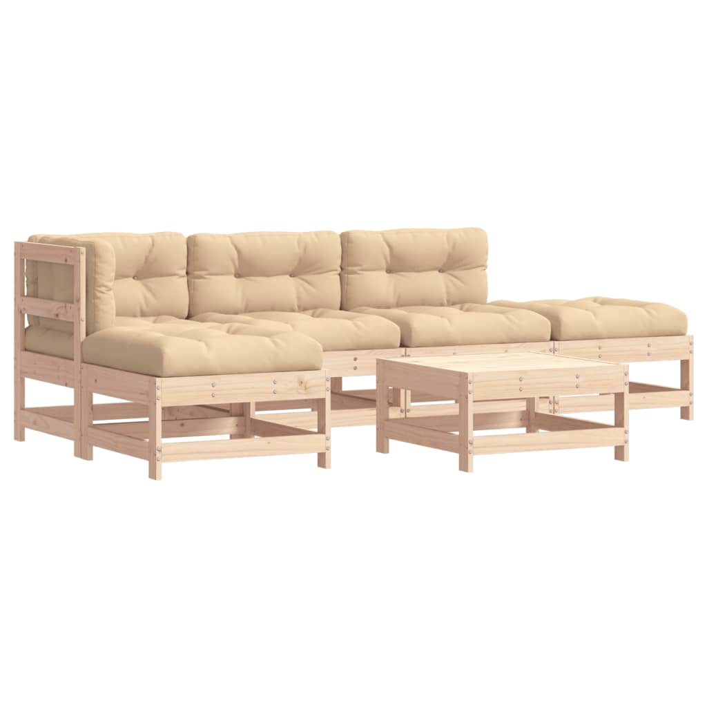 Garden Lounge Set Beige Solid Pine Wood Large Modular