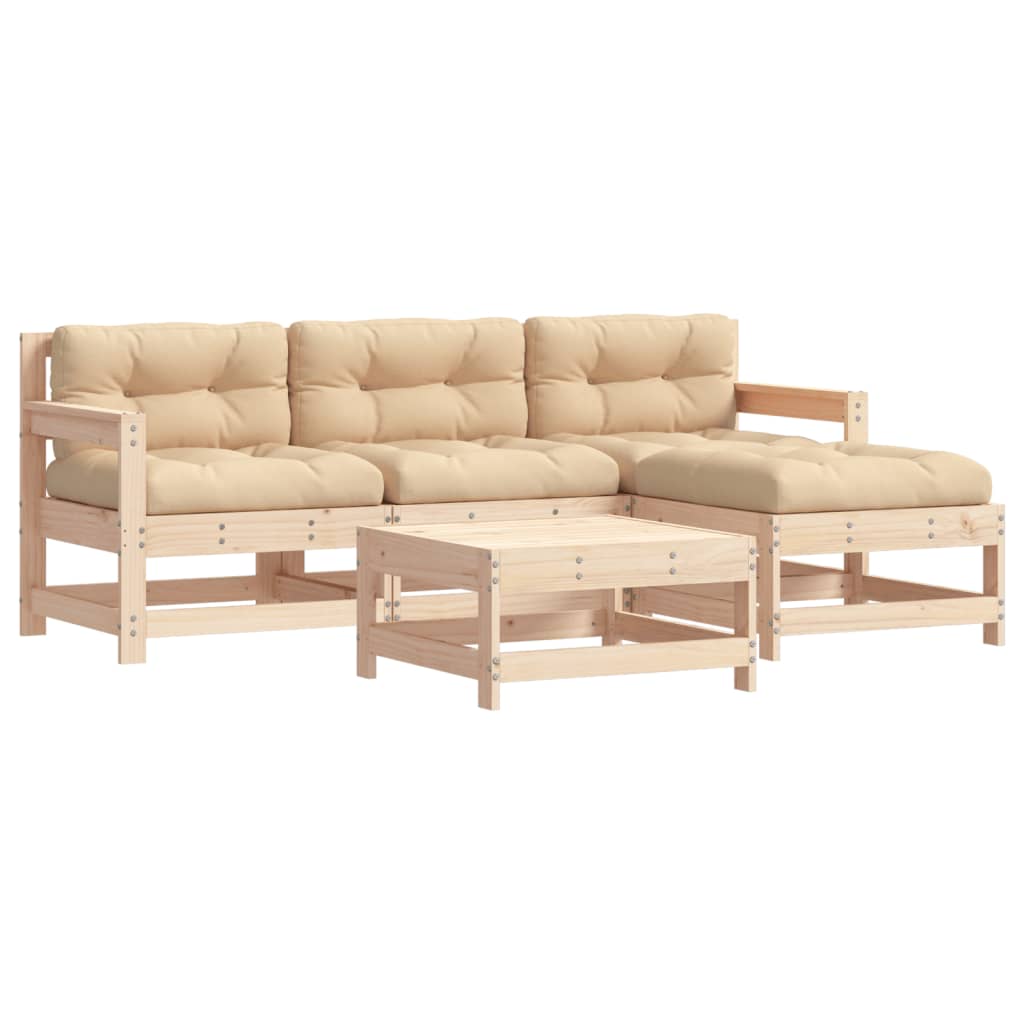 Garden Lounge Set Beige Solid Pine Wood Large Modular