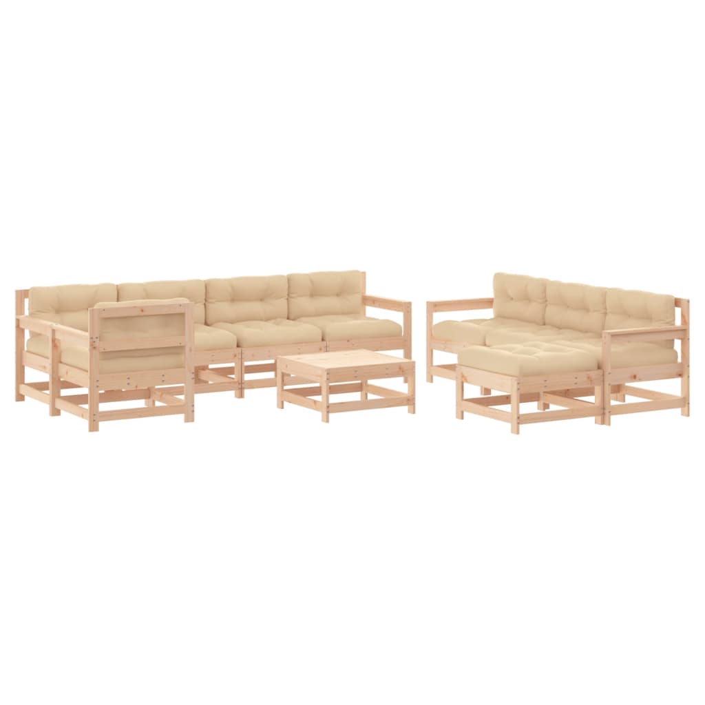 Garden Lounge Set Beige Solid Pine Wood Large Modular
