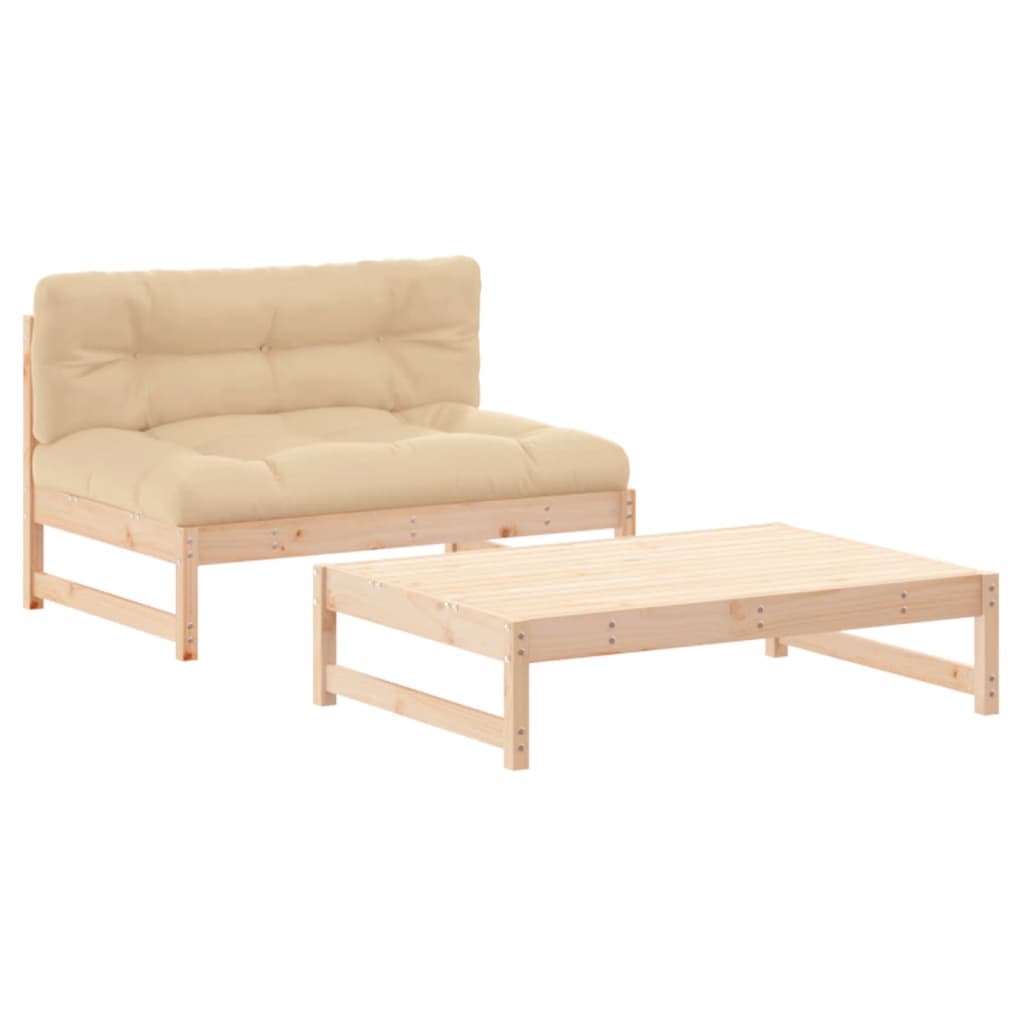 Garden Lounge Set Beige Solid pine wood Medium Modular