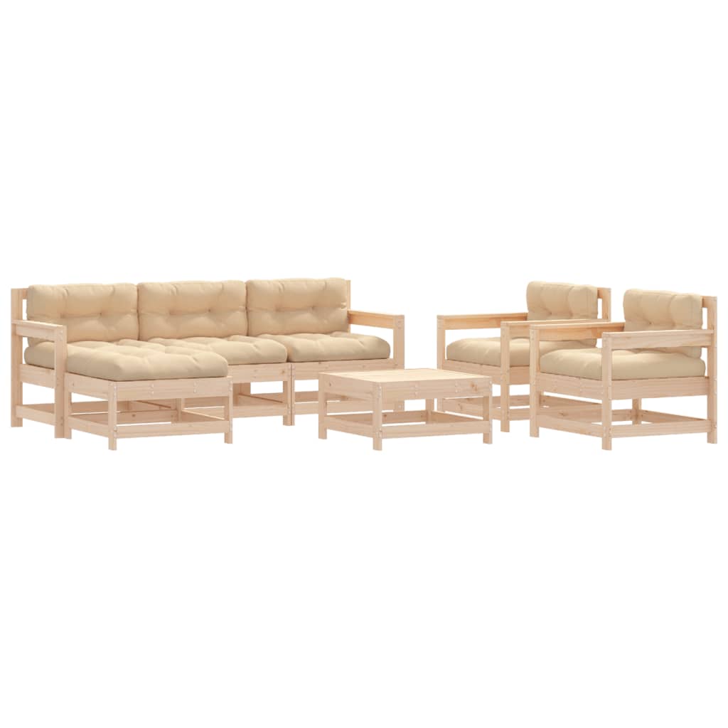 Garden Lounge Set Beige Solid pine wood Medium Modular