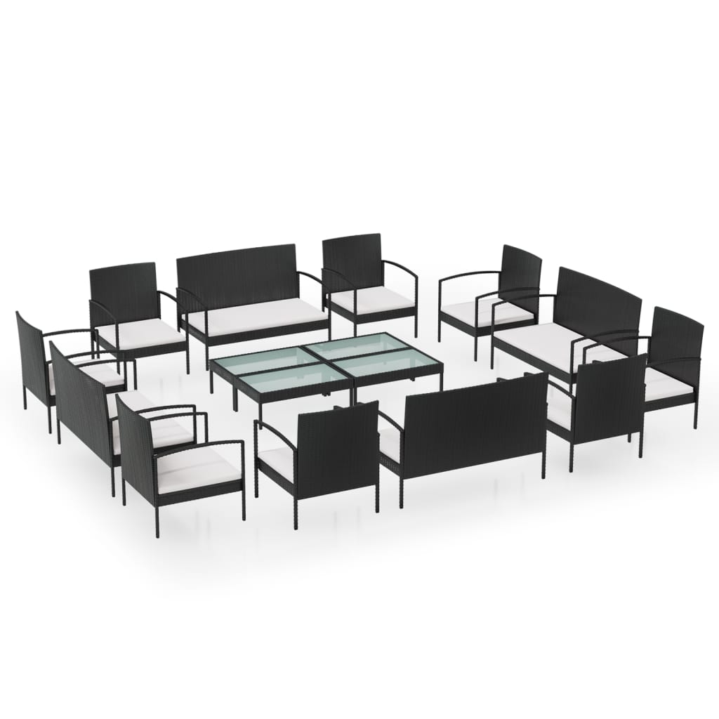 Garden Lounge Set Black