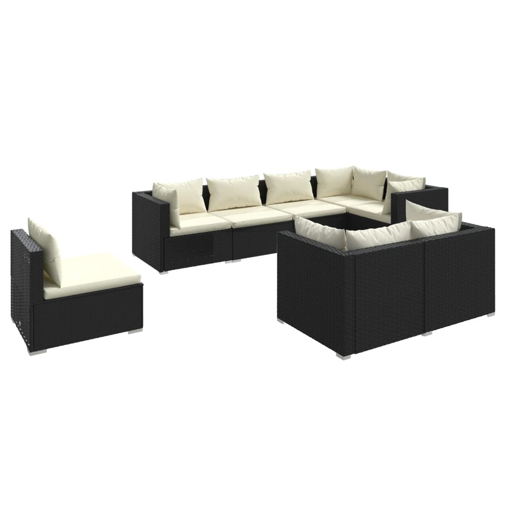 Garden Lounge Set Black and Cream