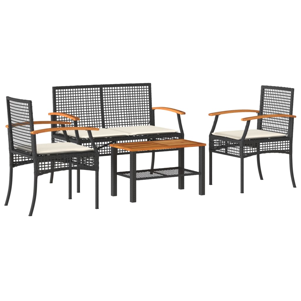 Garden Lounge Set Black and Cream