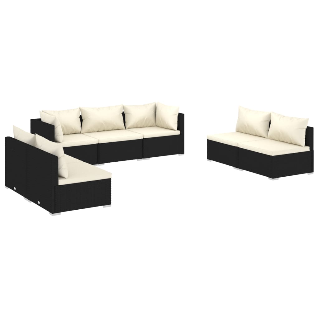 Garden Lounge Set Black and Cream