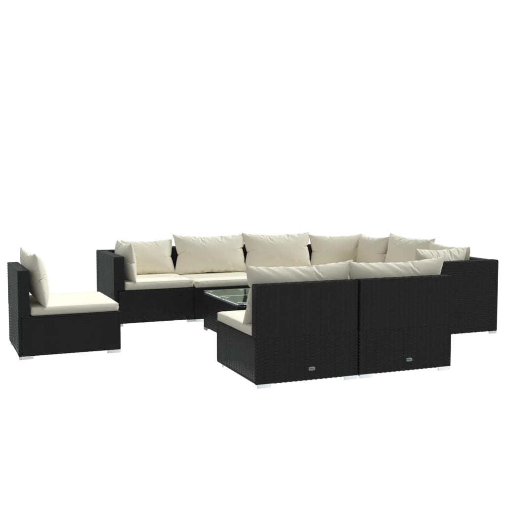 Garden Lounge Set Black and Cream