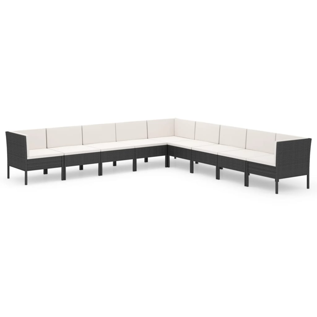 Garden Lounge Set Black and Cream White