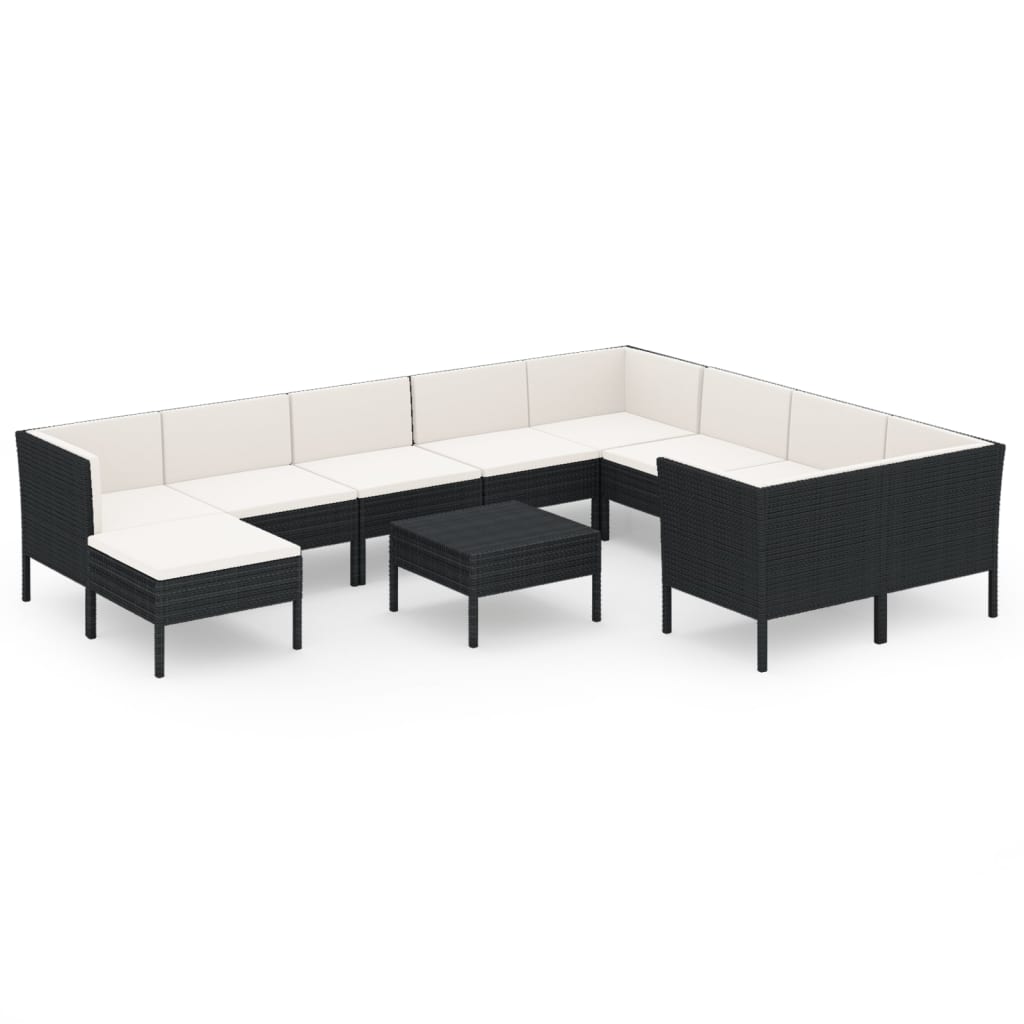 Garden Lounge Set Black and Cream White