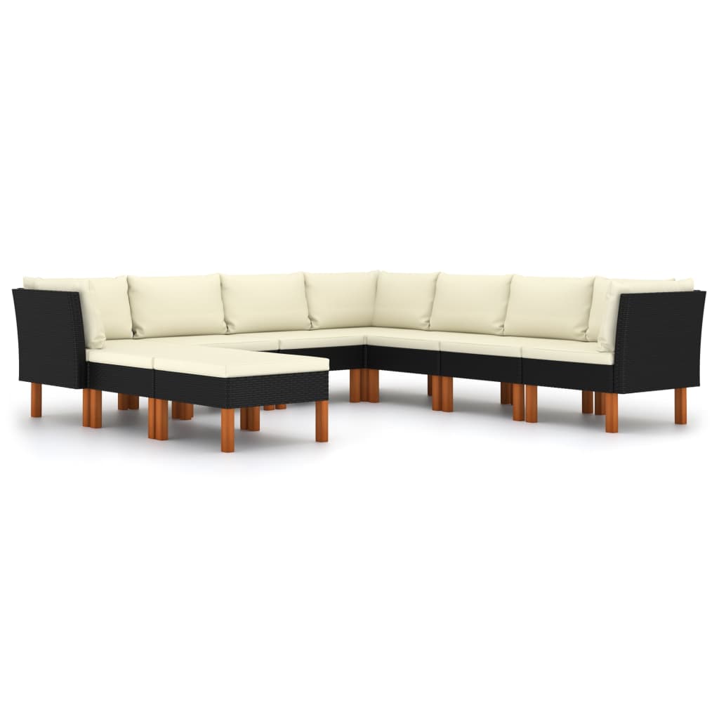 Garden Lounge Set Black and Cream White