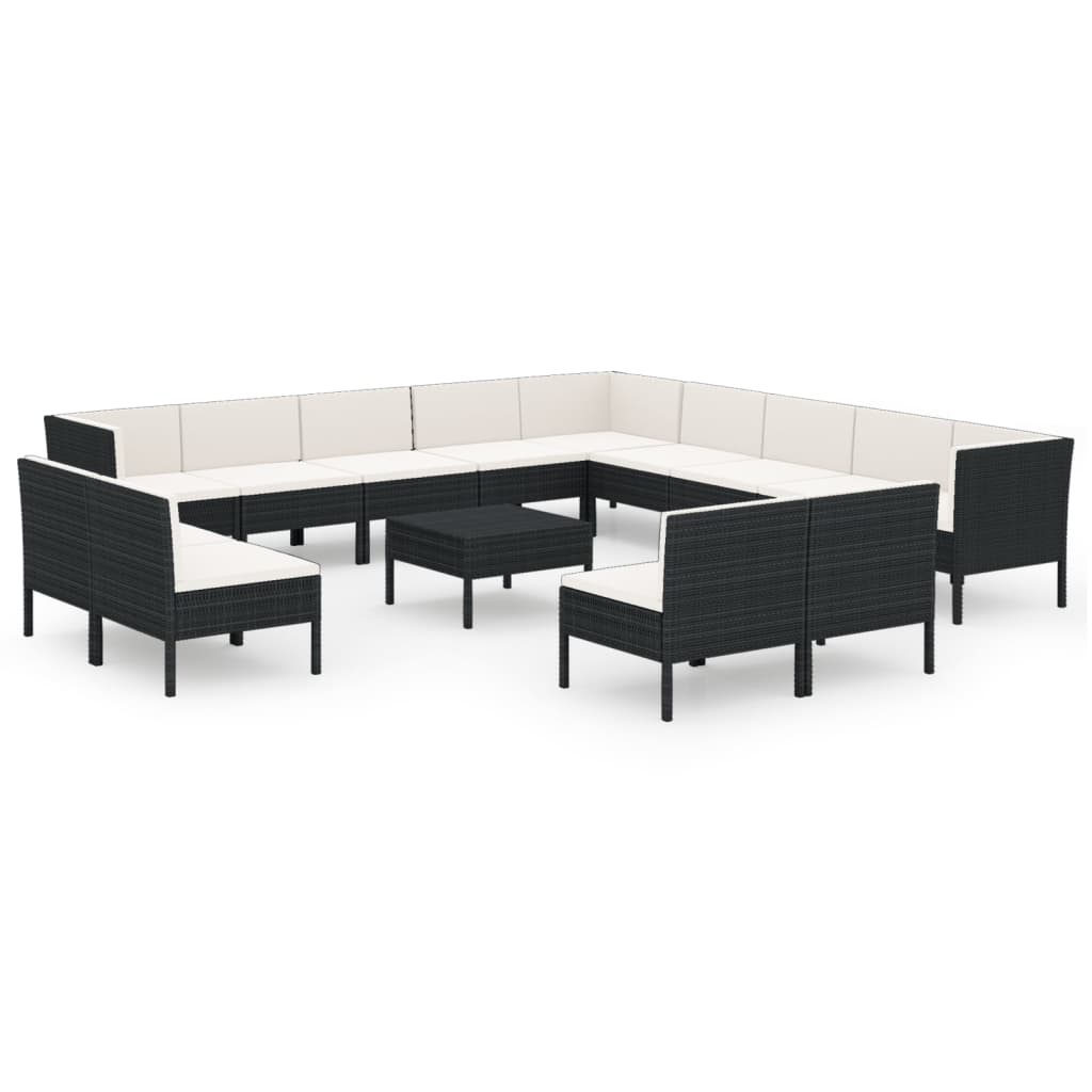 Garden Lounge Set Black and Cream White