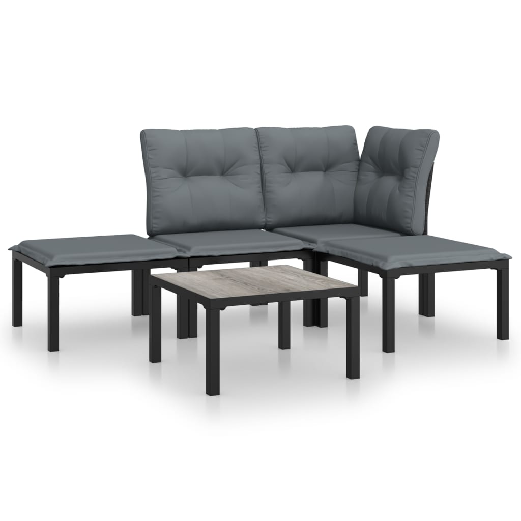 Garden Lounge Set Black and Dark Grey