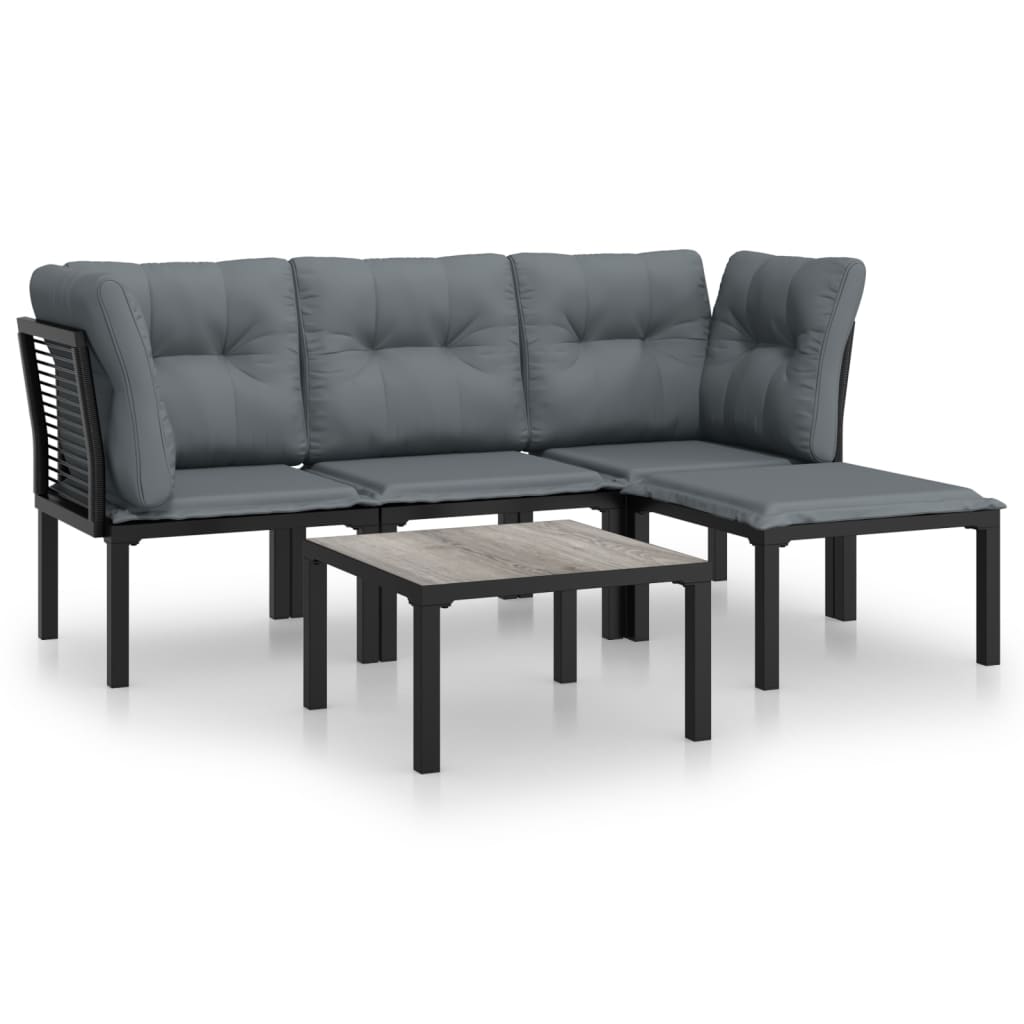 Garden Lounge Set Black and Dark Grey