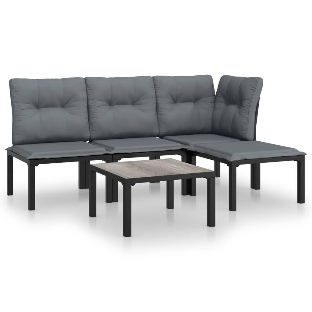 Garden Lounge Set Black and dark grey