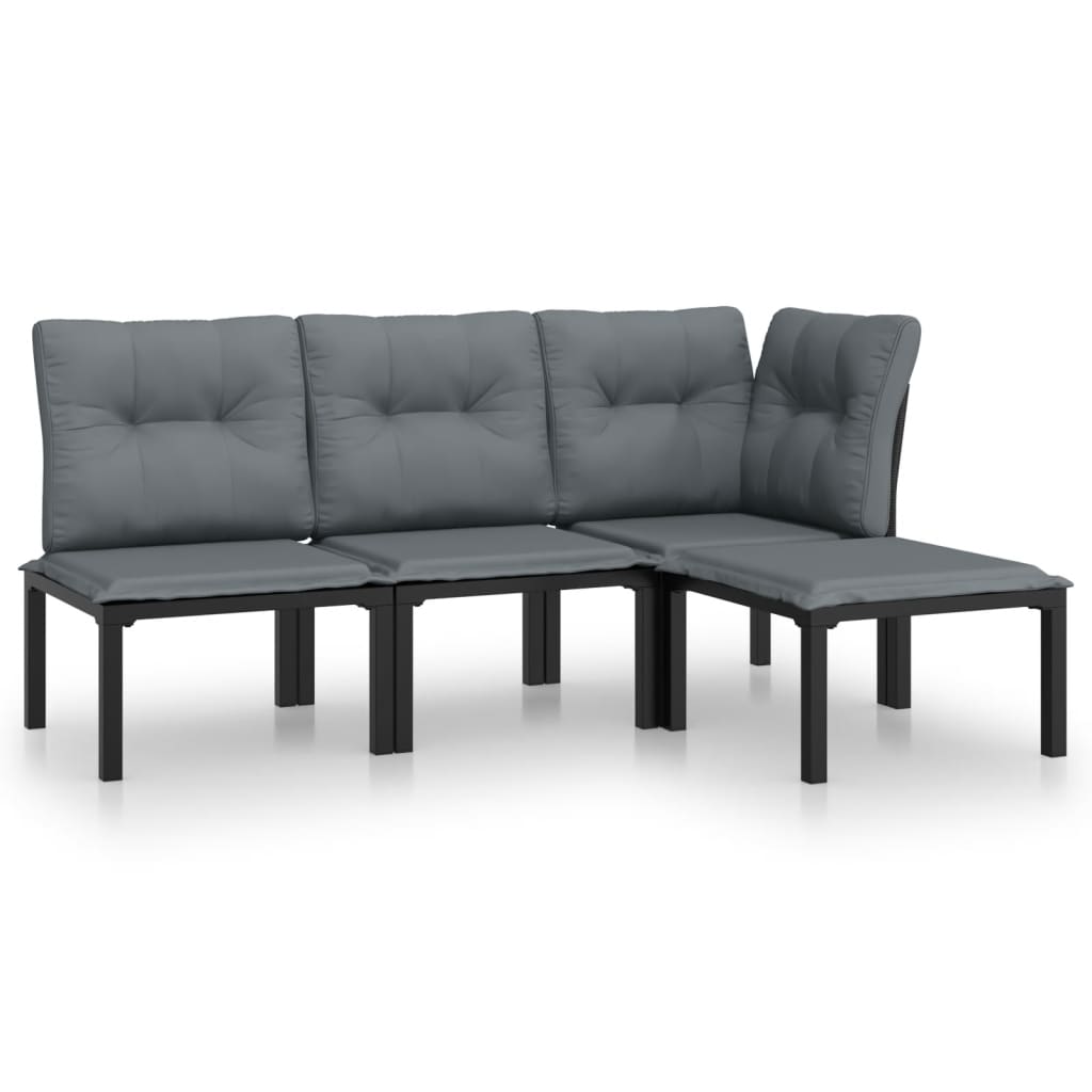 Garden Lounge Set Black and Dark Grey