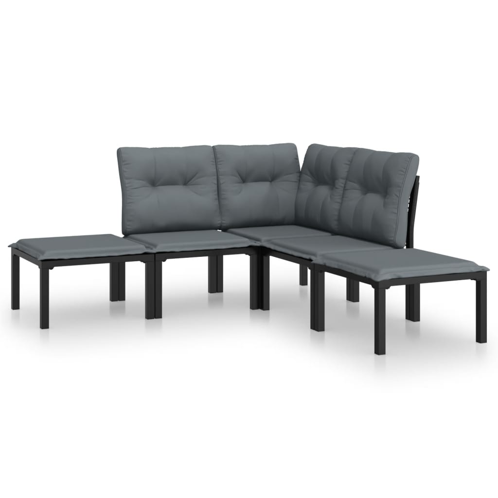 Garden Lounge Set Black and Grey