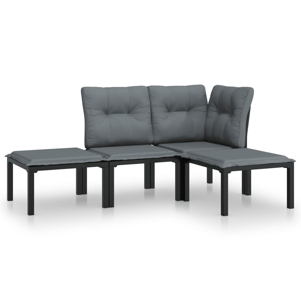 Garden Lounge Set Black and Grey