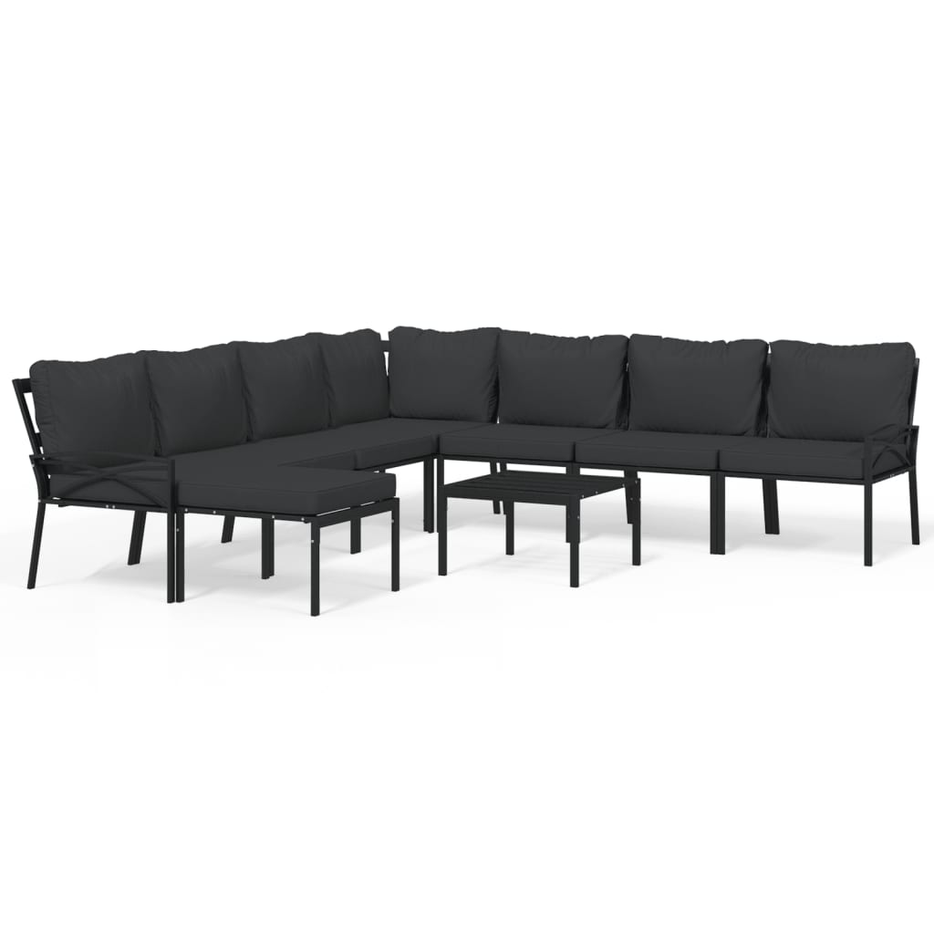 Garden Lounge Set Black and Grey