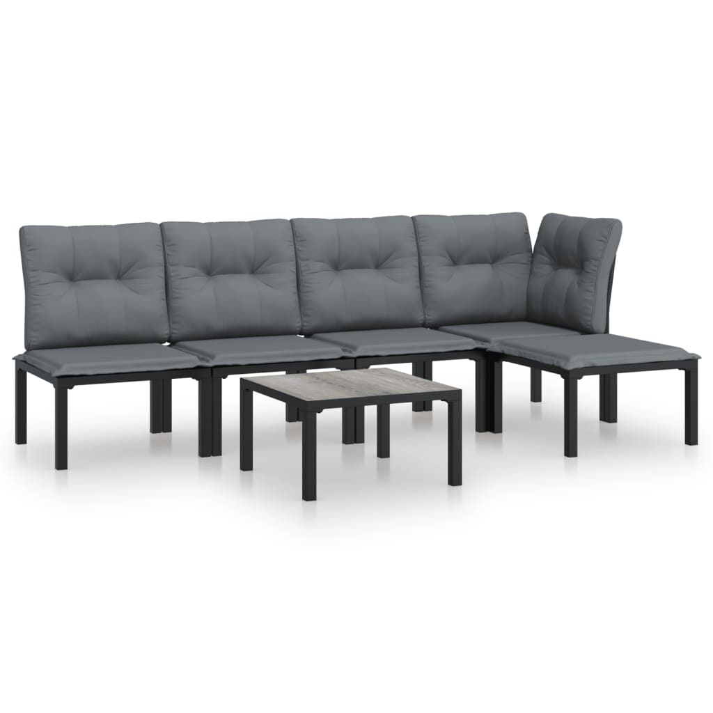 Garden Lounge Set Black and Grey Poly Rattan Large Modular