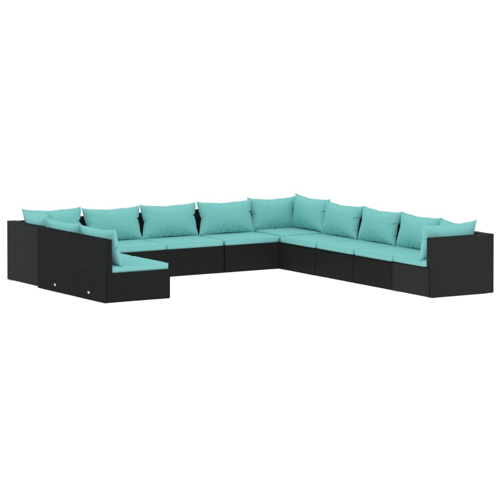 Garden Lounge Set Black and Water Blue