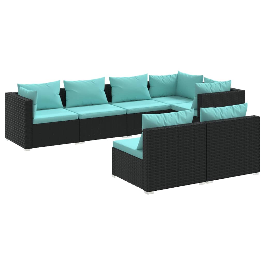 Garden Lounge Set Black and Water Blue