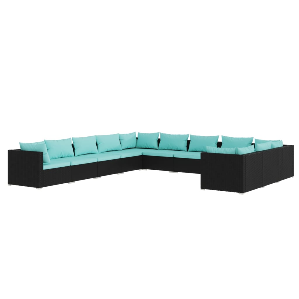 Garden Lounge Set Black and Water Blue