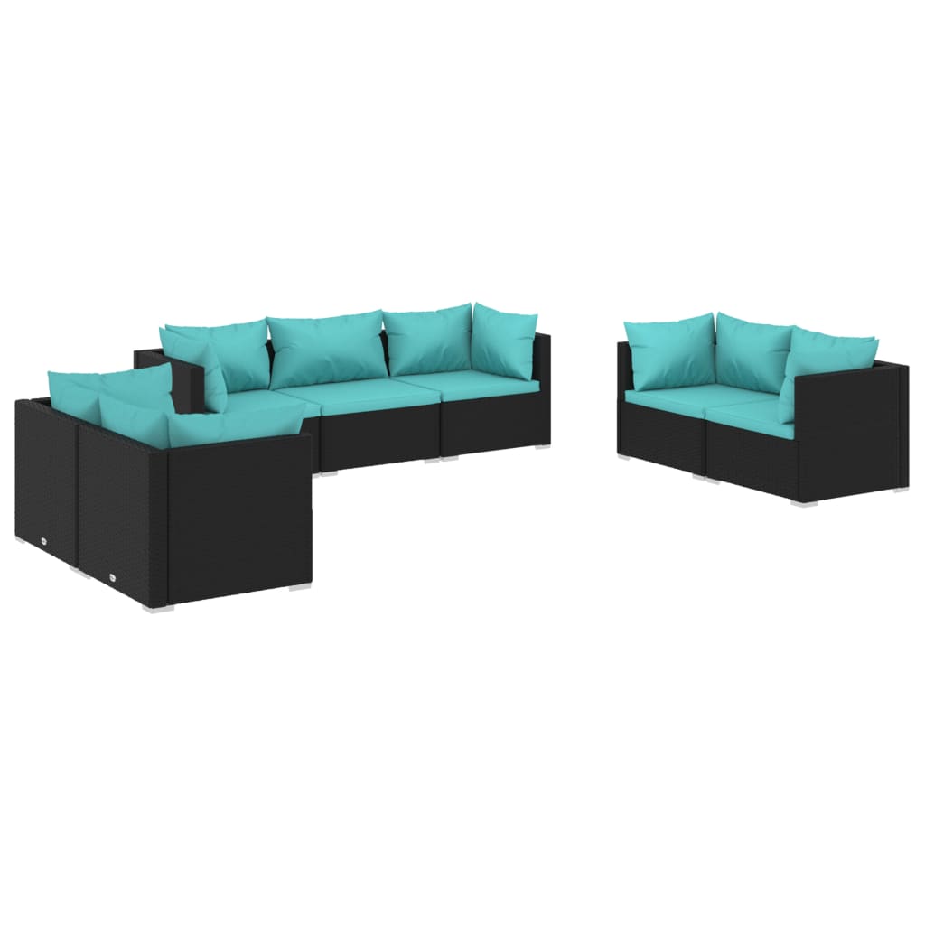 Garden Lounge Set Black and Water Blue