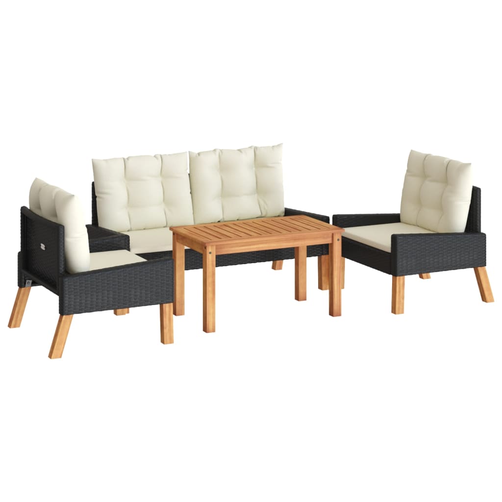 Garden Lounge Set Black and White