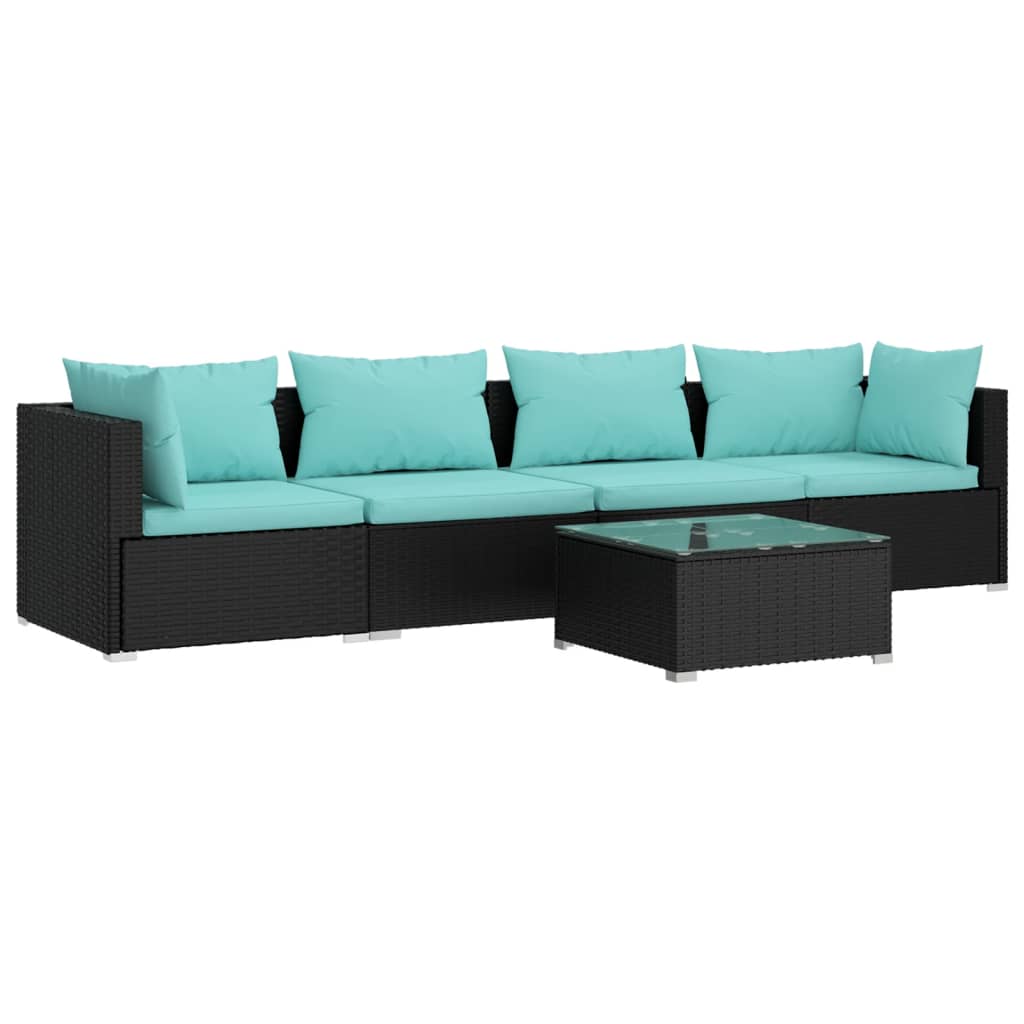 Garden Lounge Set Black, Aqua