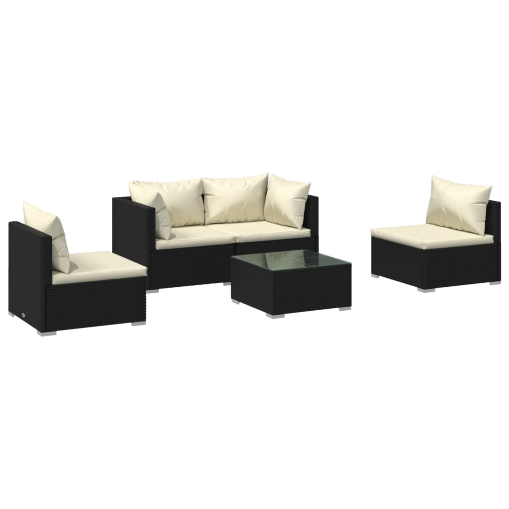 Garden Lounge Set Black, Cream