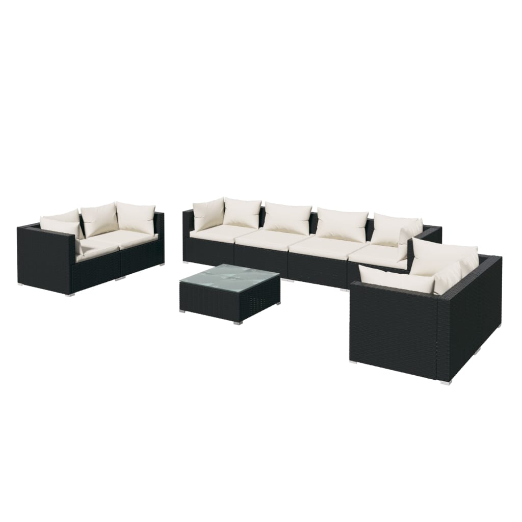 Garden Lounge Set Black, Cream