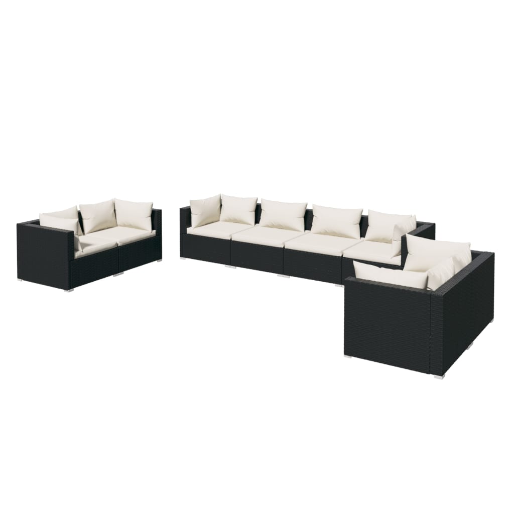 Garden Lounge Set Black, Cream