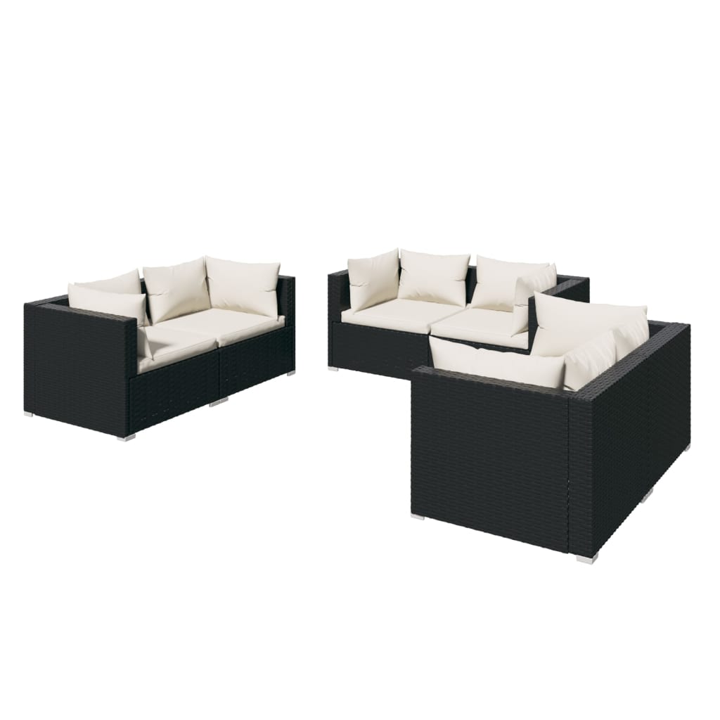 Garden Lounge Set Black, Cream
