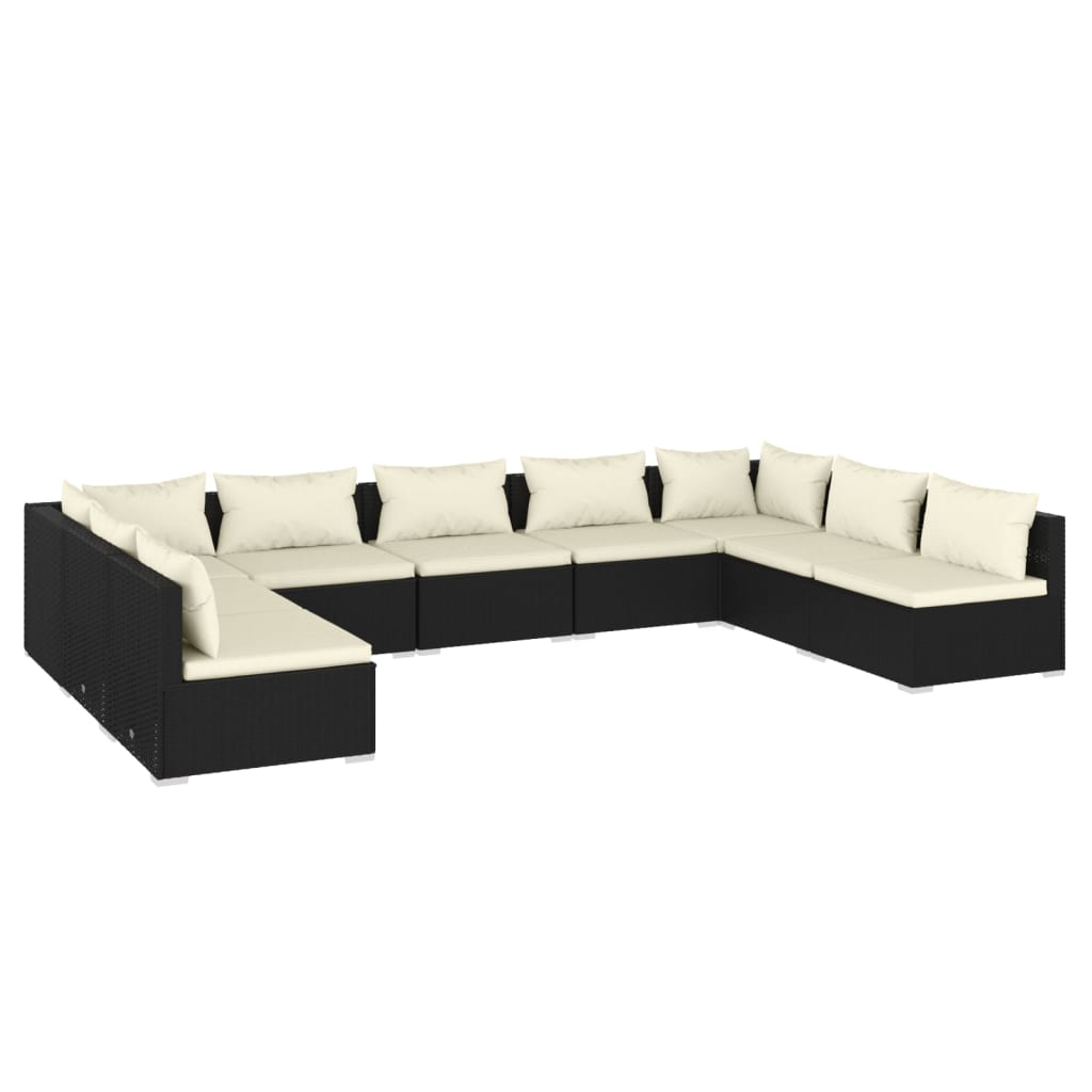 Garden Lounge Set Black, Cream