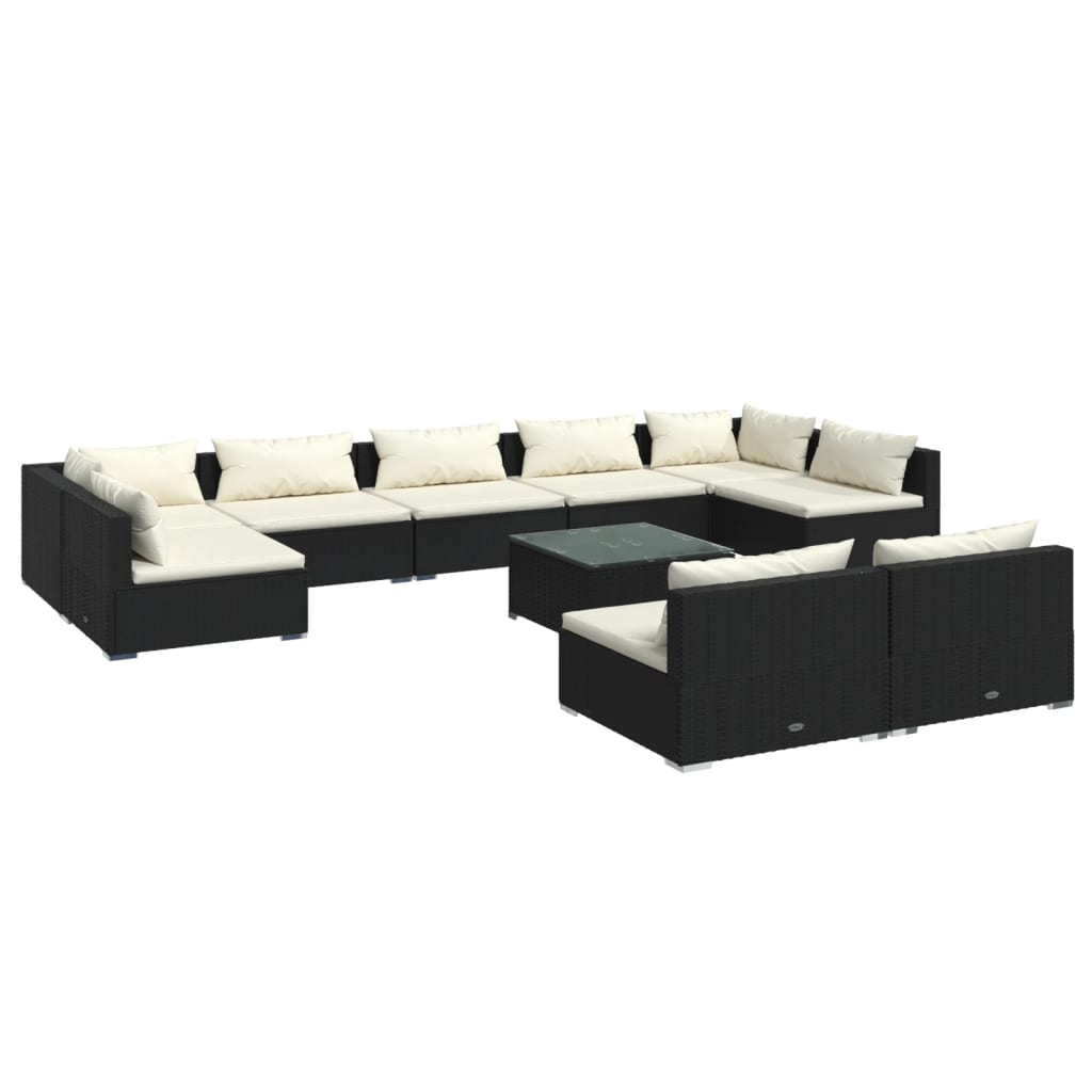 Garden Lounge Set Black, Cream