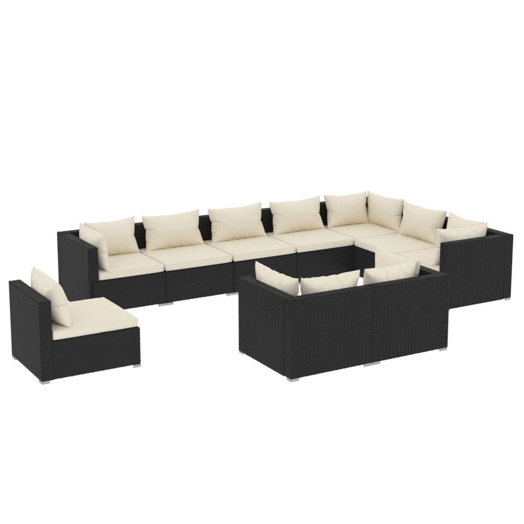 Garden Lounge Set Black, Cream