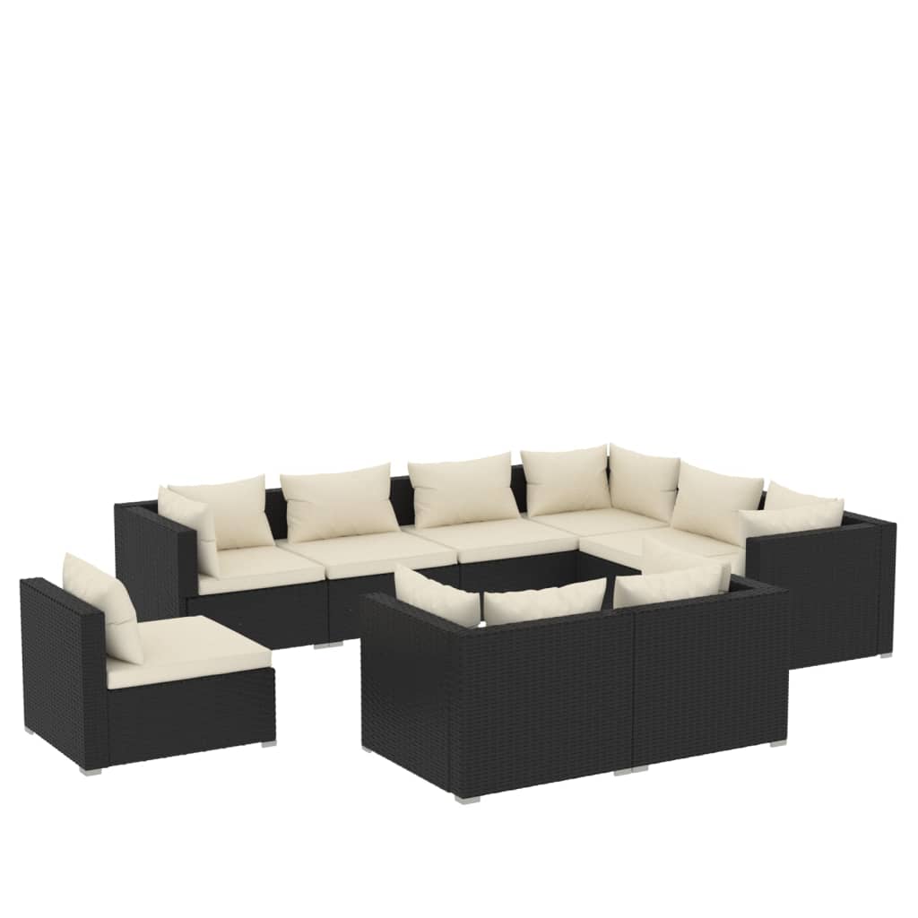 Garden Lounge Set Black, Cream