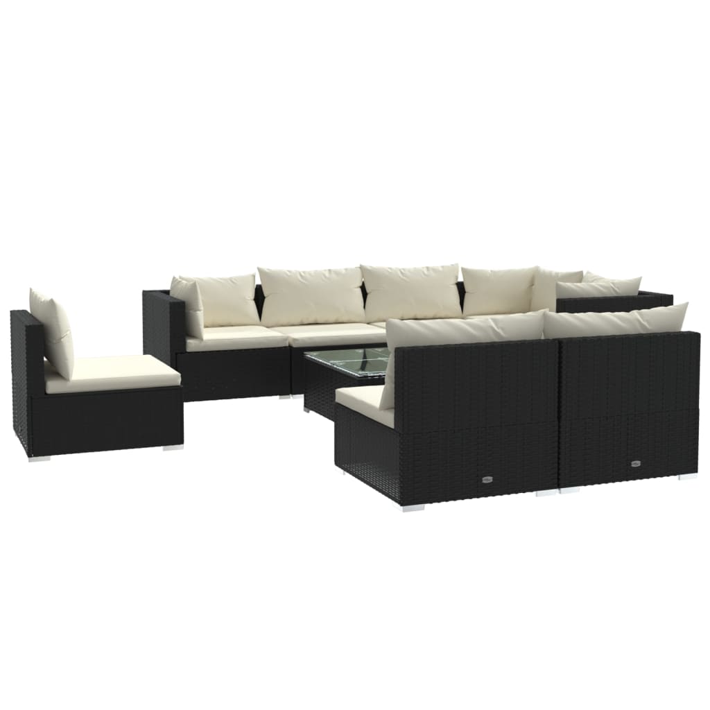 Garden Lounge Set Black, Cream
