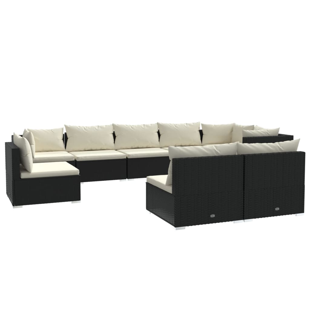 Garden Lounge Set Black, Cream