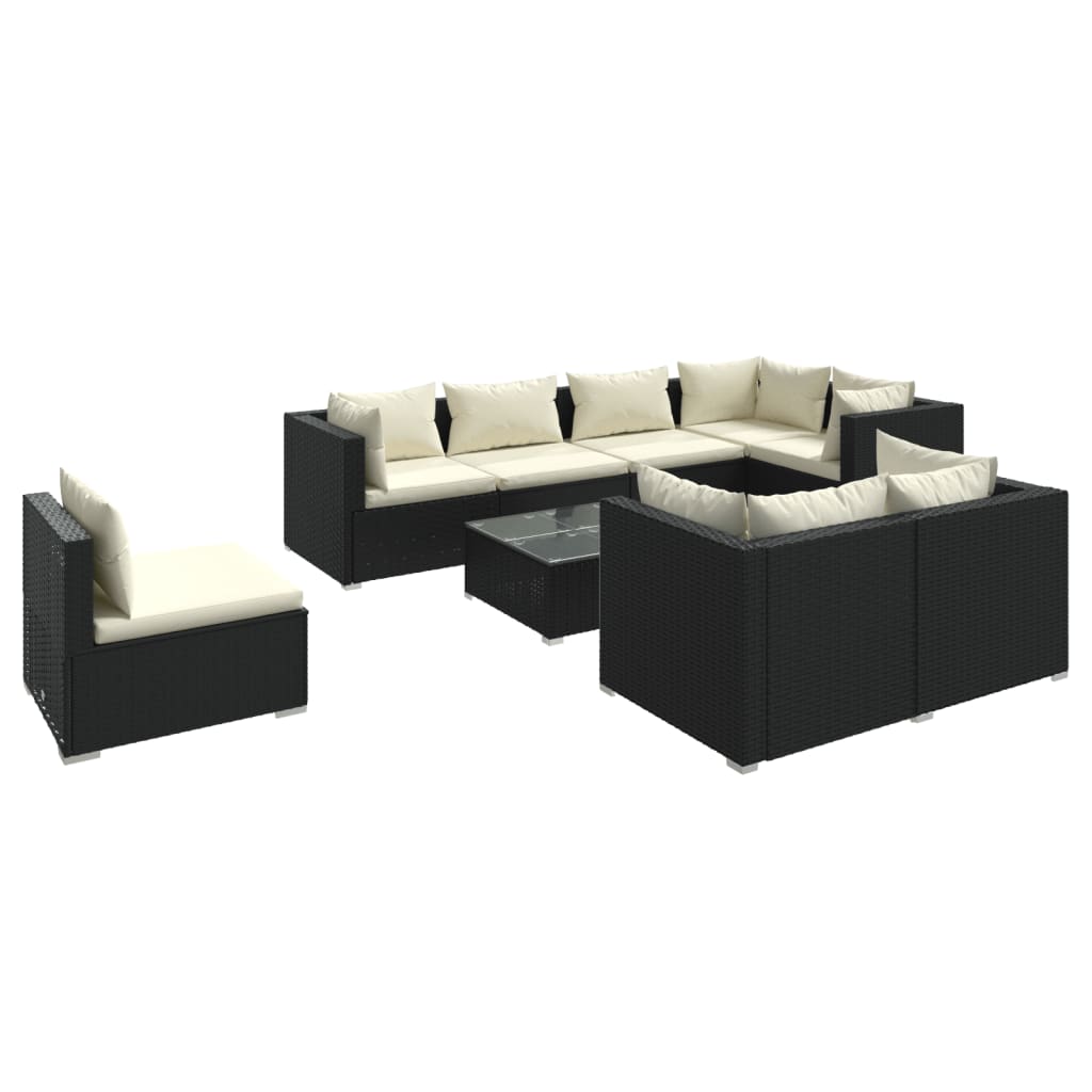 Garden Lounge Set Black, Cream