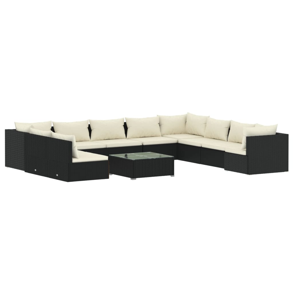 Garden Lounge Set Black, Cream
