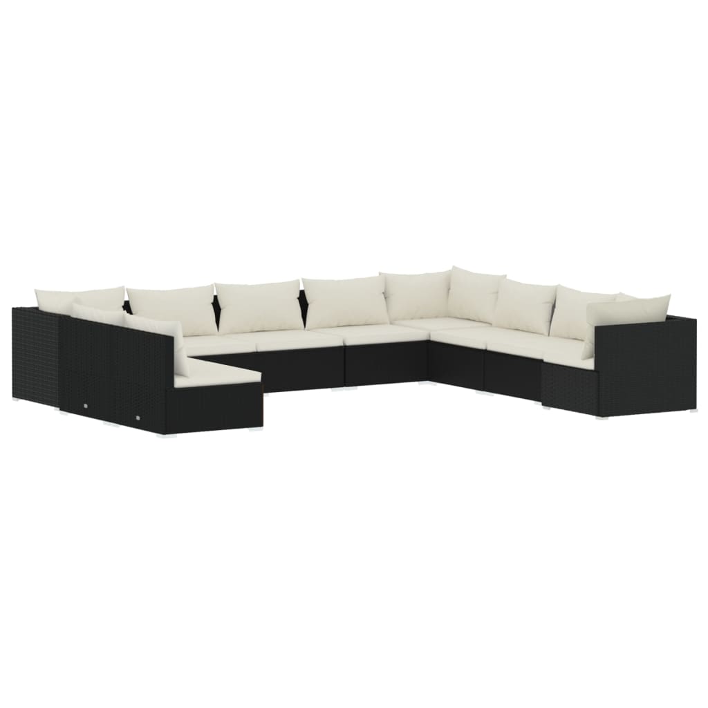 Garden Lounge Set Black, Cream
