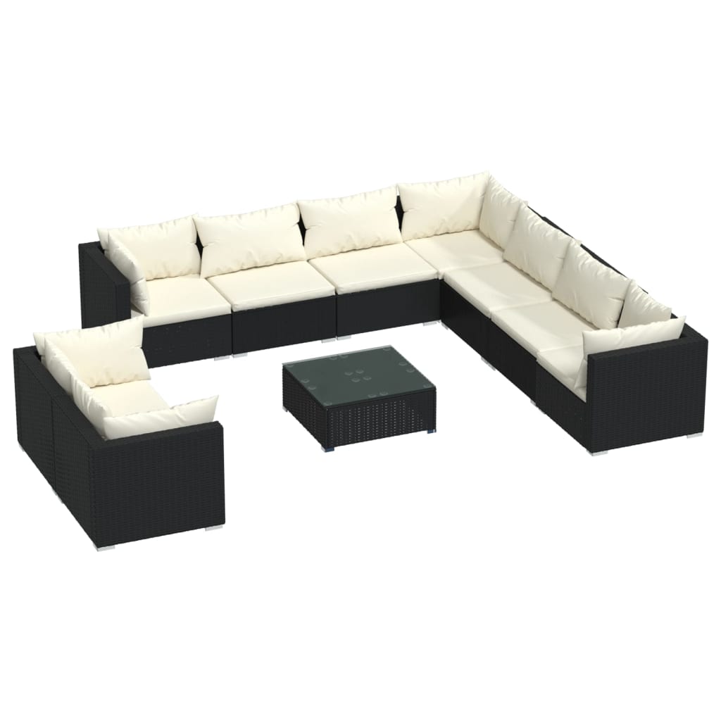 Garden Lounge Set Black, Cream