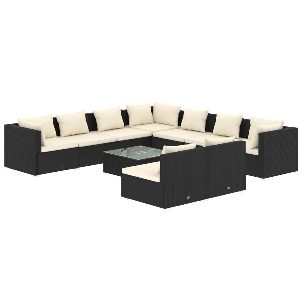 Garden Lounge Set Black, Cream