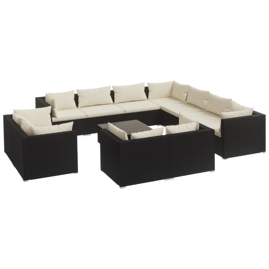 Garden Lounge Set Black, Cream