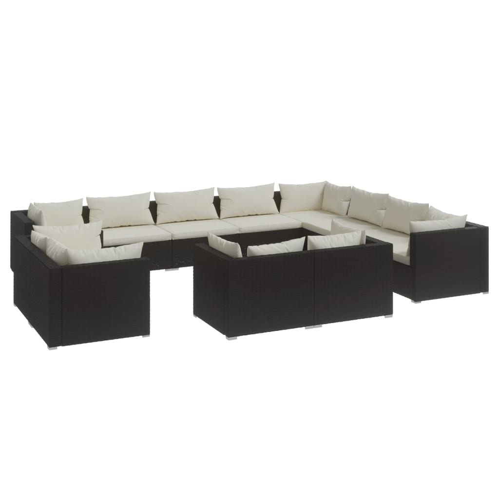 Garden Lounge Set Black, Cream