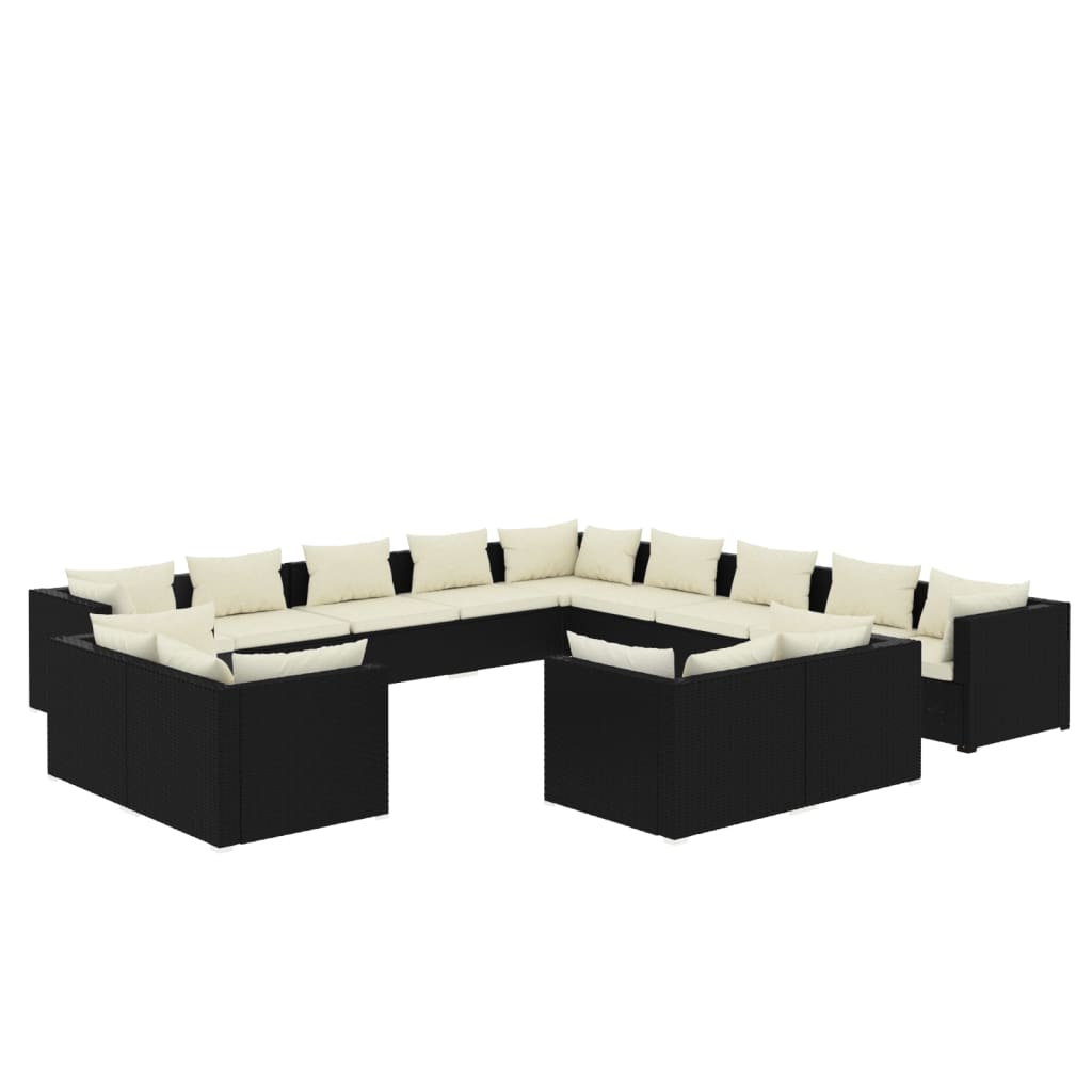 Garden Lounge Set Black, Cream