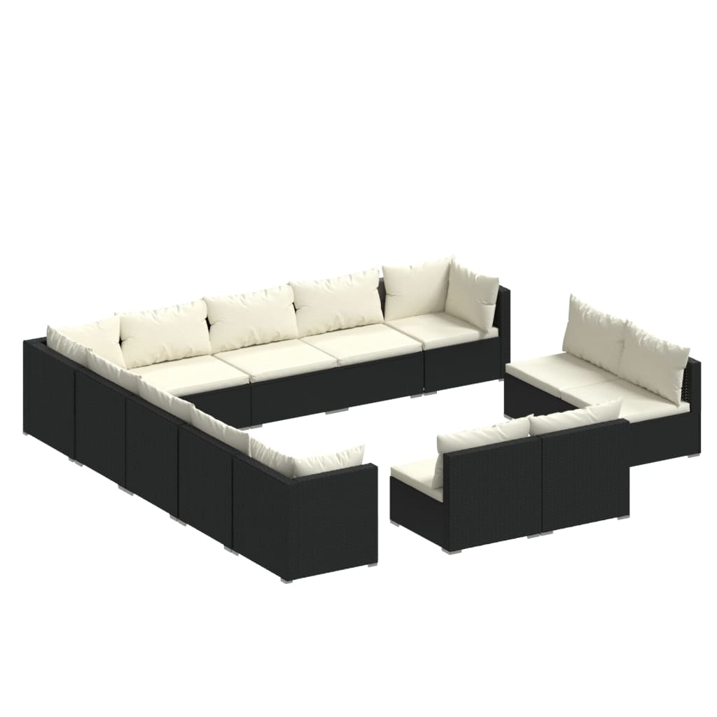 Garden Lounge Set Black, Cream